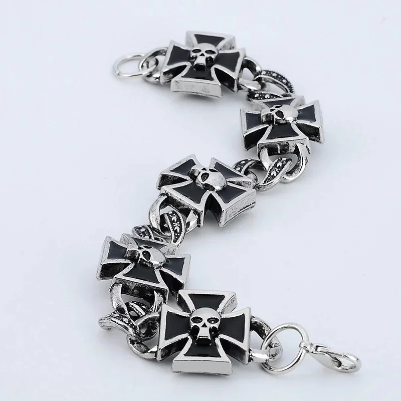 Silver Skull Charm Bracelet for Men