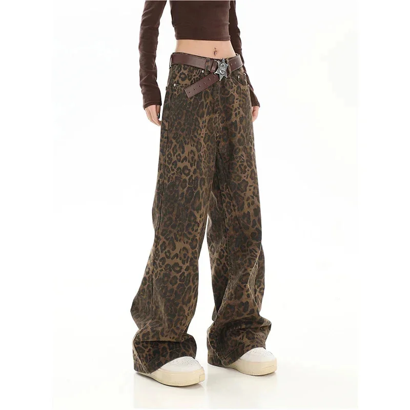 Leopard Print High-Quality Womens Vintage Pants