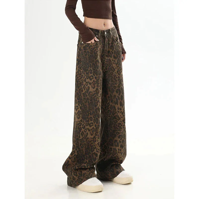Leopard Print High-Quality Womens Vintage Pants
