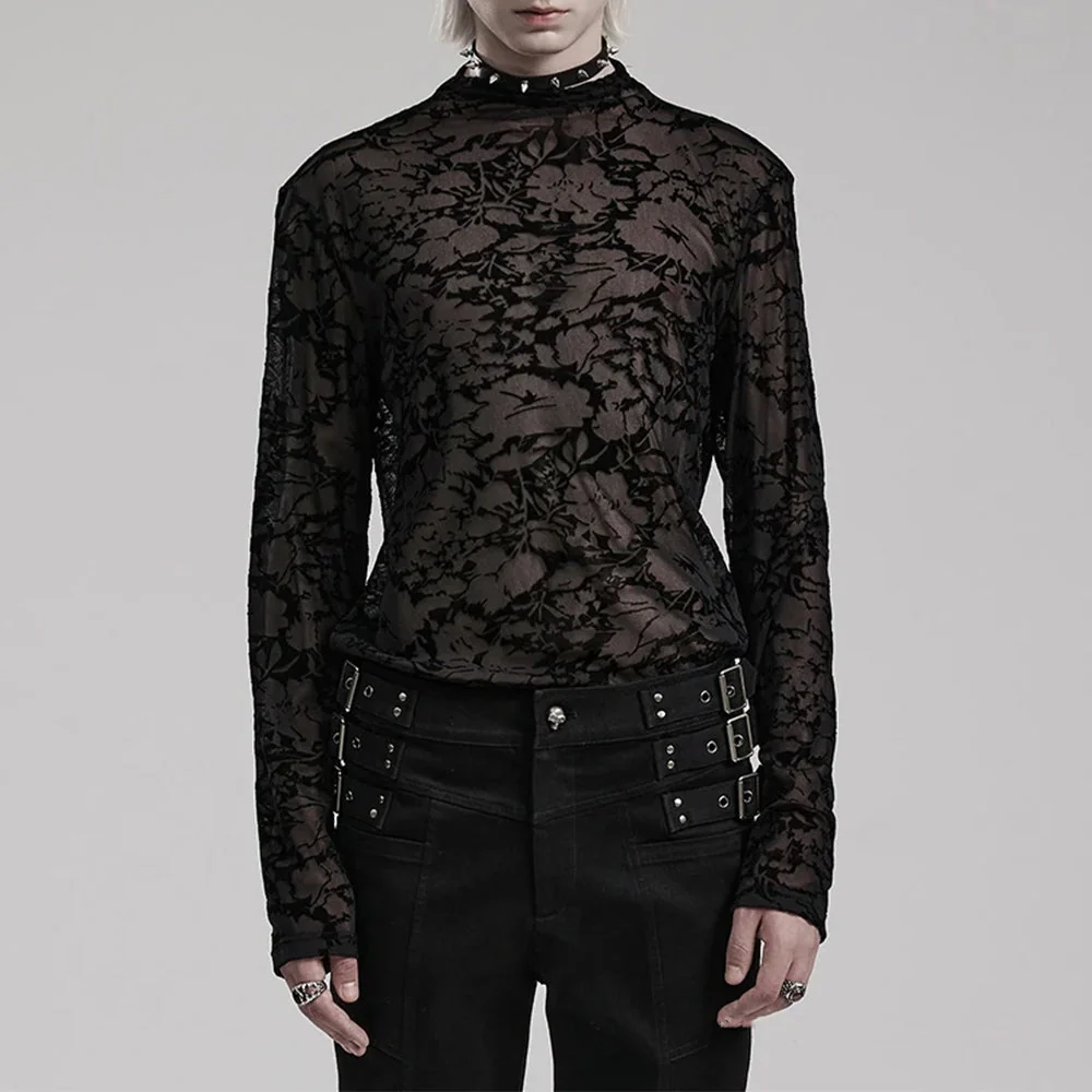 Black Premium Cotton Blend Mens Skinny Top