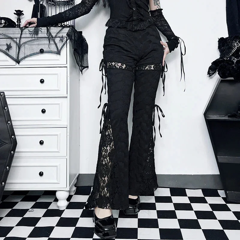 Gothic Style Black Womens Pants in Premium Cotton Blend