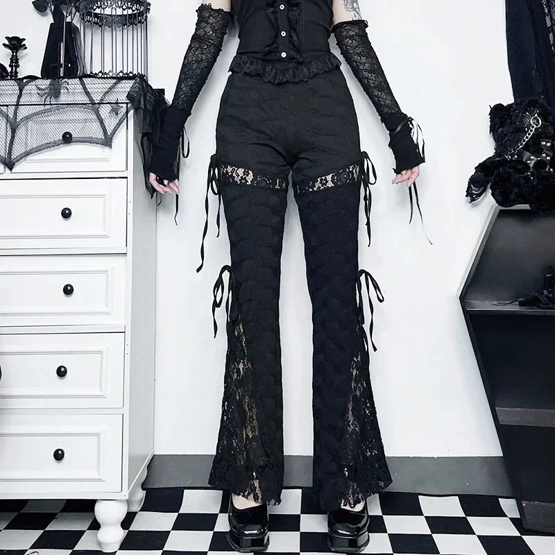 Gothic Style Black Womens Pants in Premium Cotton Blend