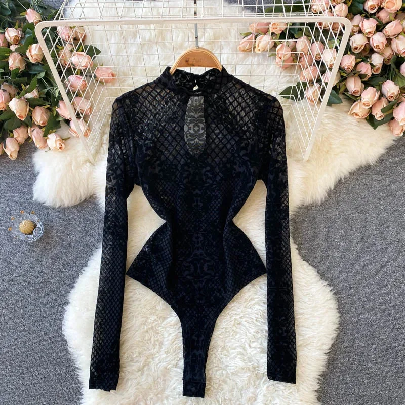 Gothic Style Premium Cotton Womens Bodysuit