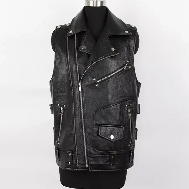 Black Faux Leather Vest for Men | Premium Cotton Blend