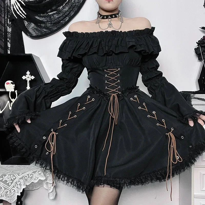 Elegant Gothic Lolita Black Dress