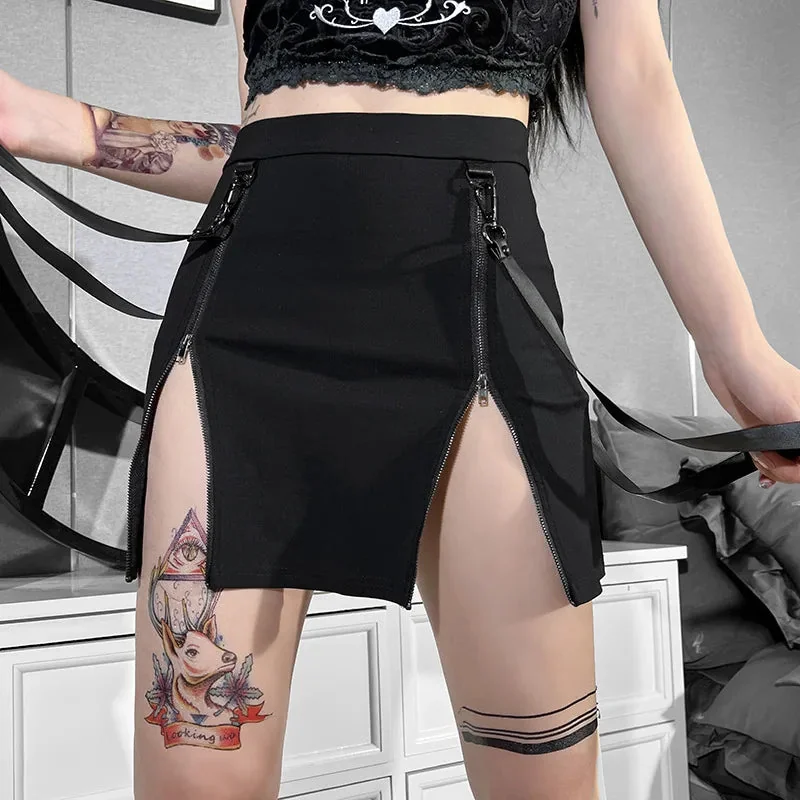 Gothic Style Cotton Polyester Blend Womens Skirt