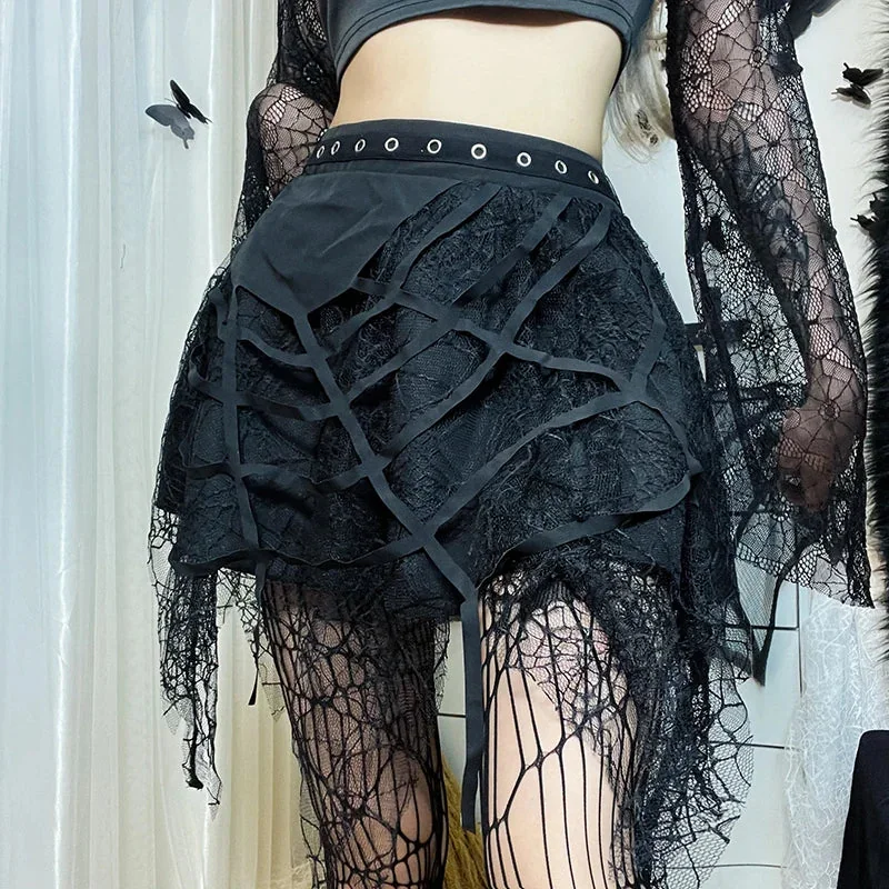 Elegant Gothic Black Skirt for Women
