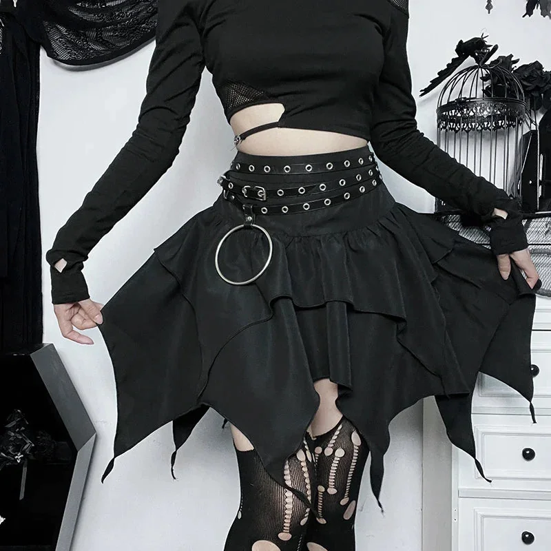 Elegant Gothic Style Womens Skirt in Black