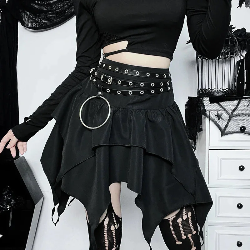 Elegant Gothic Style Womens Skirt in Black