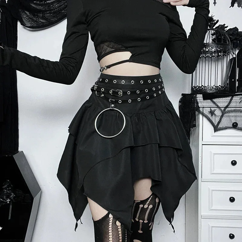 Elegant Gothic Style Womens Skirt in Black