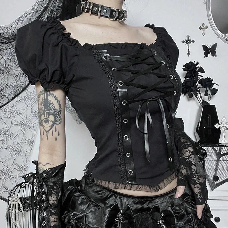 Premium Cotton Polyester Corset Top for Women in Black - Limited Edition