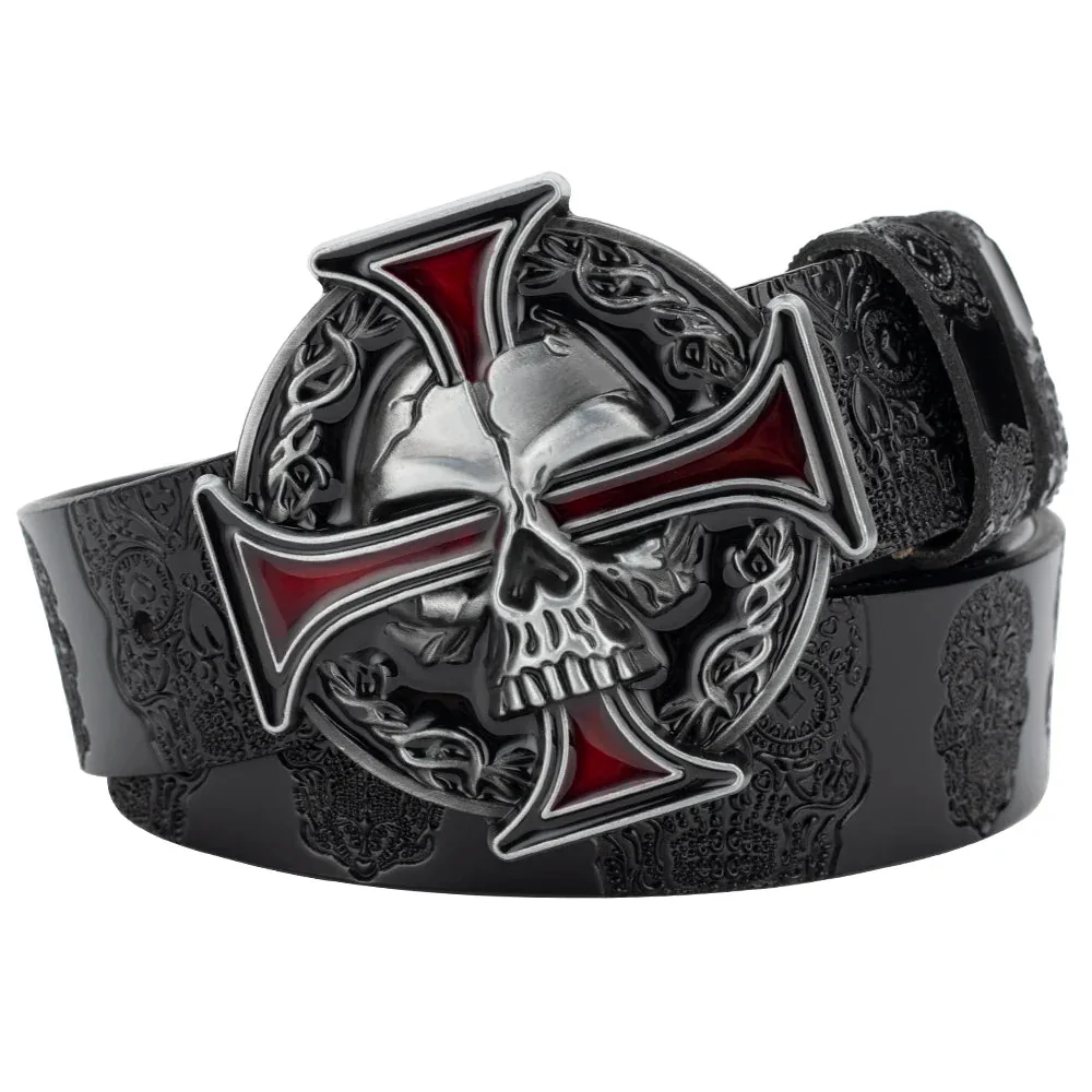 Premium Skull Print PU Leather Belt - Unique Limited Edition Design