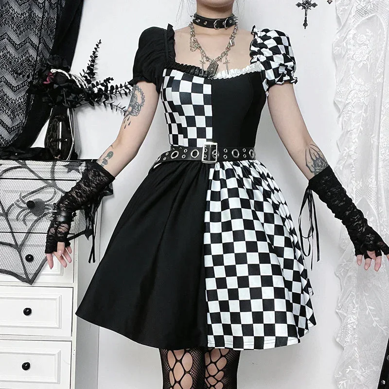 Chic Black Plaid Womens Dress - Premium Cotton Blend