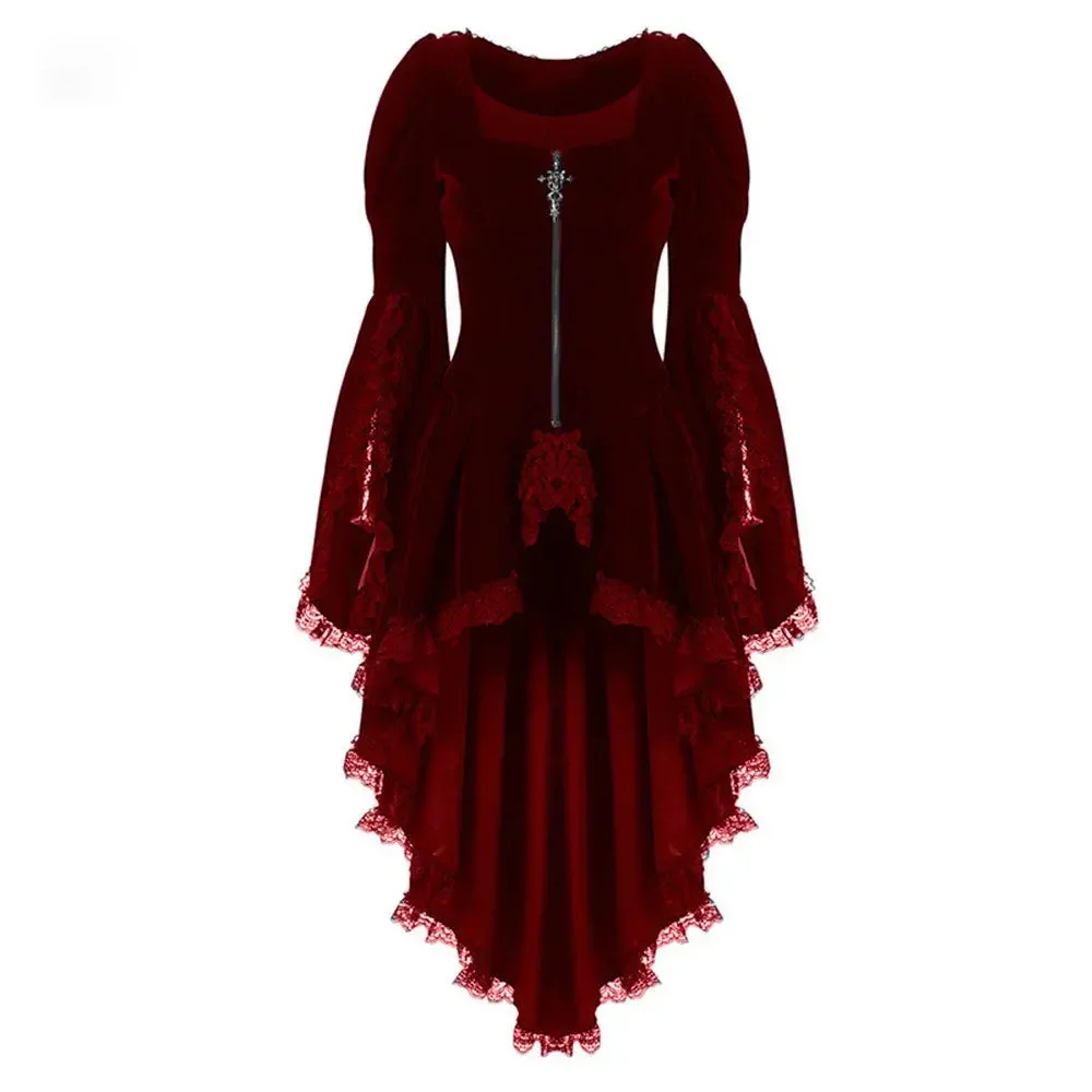 Gothic Cotton Velvet Blend Womens Dress
