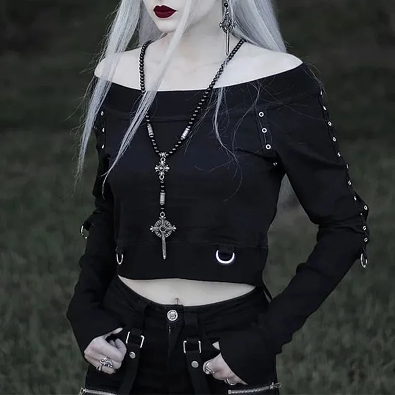 Elegant Black Gothic Pullover for Women