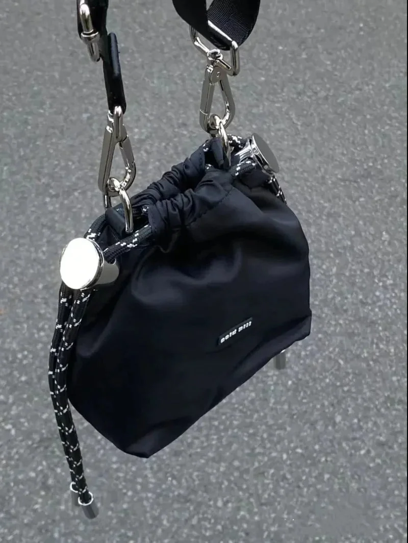 Black Mini Polyester Blend Bag for Women 20cm