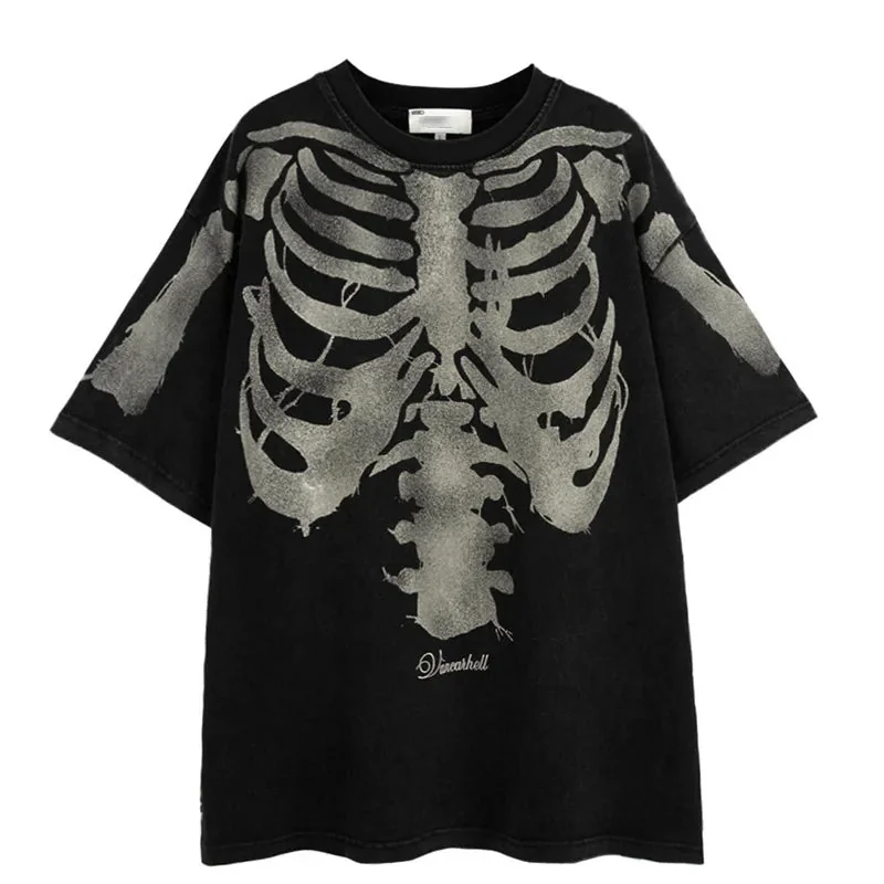 Black Skull Graphic Mens T-Shirt Premium Cotton Polyester Blend