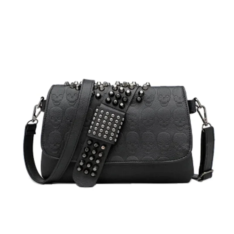 Elegant Skull Black Crossbody Bag 26X3X17cm