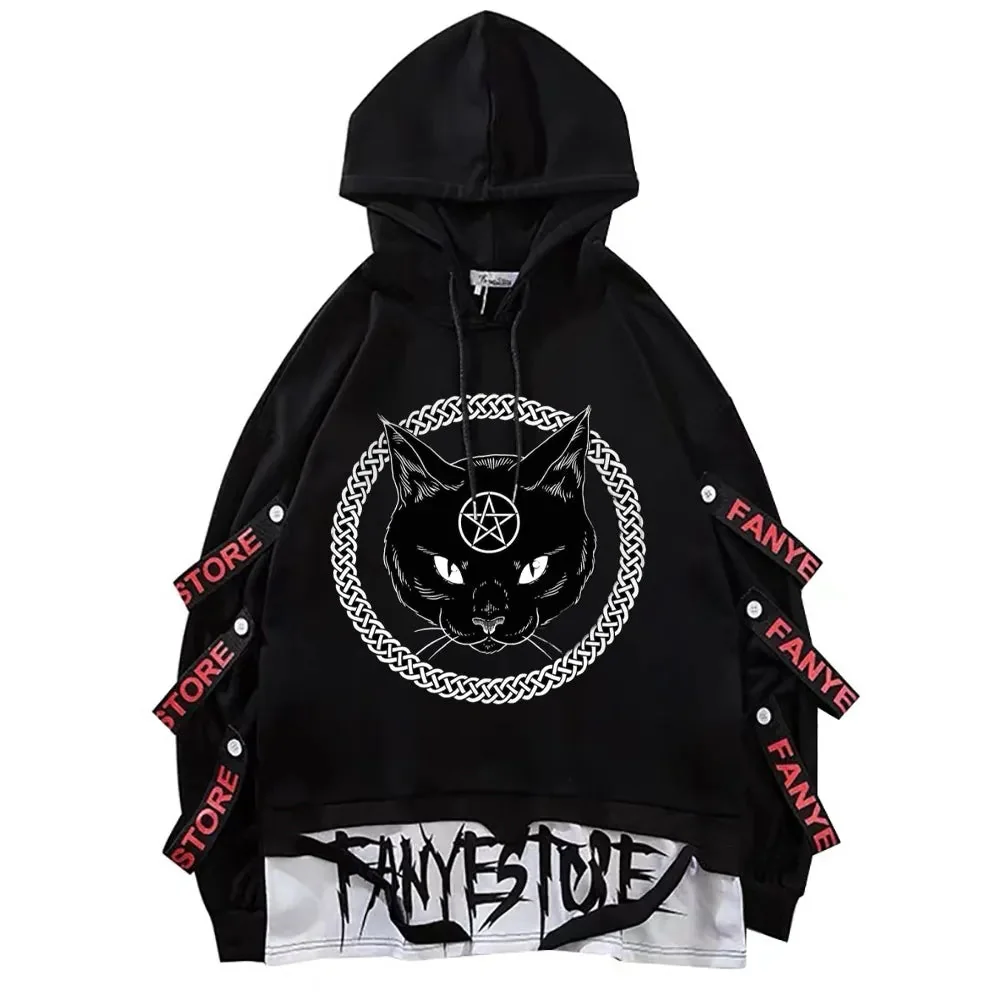 Black Gothic Style Mens Hoodie Premium Cotton Polyester Blend