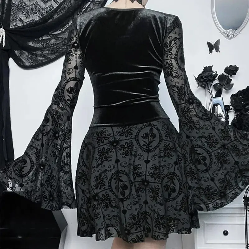 Gothic Style Womens Black Dress