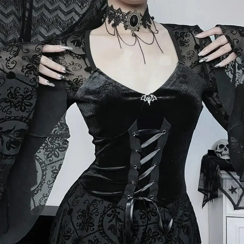 Gothic Style Womens Black Dress