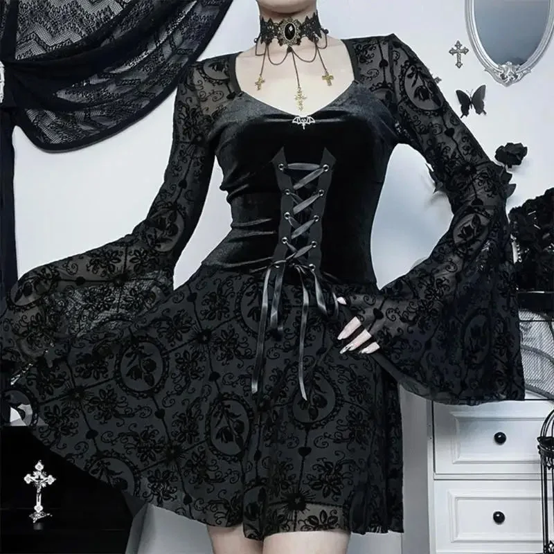 Gothic Style Womens Black Dress