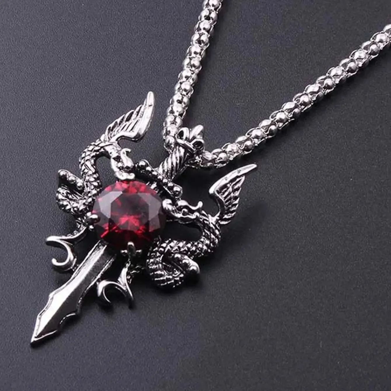 Premium Zinc Alloy Unisex Gothic Necklace in Silver 60cm Length
