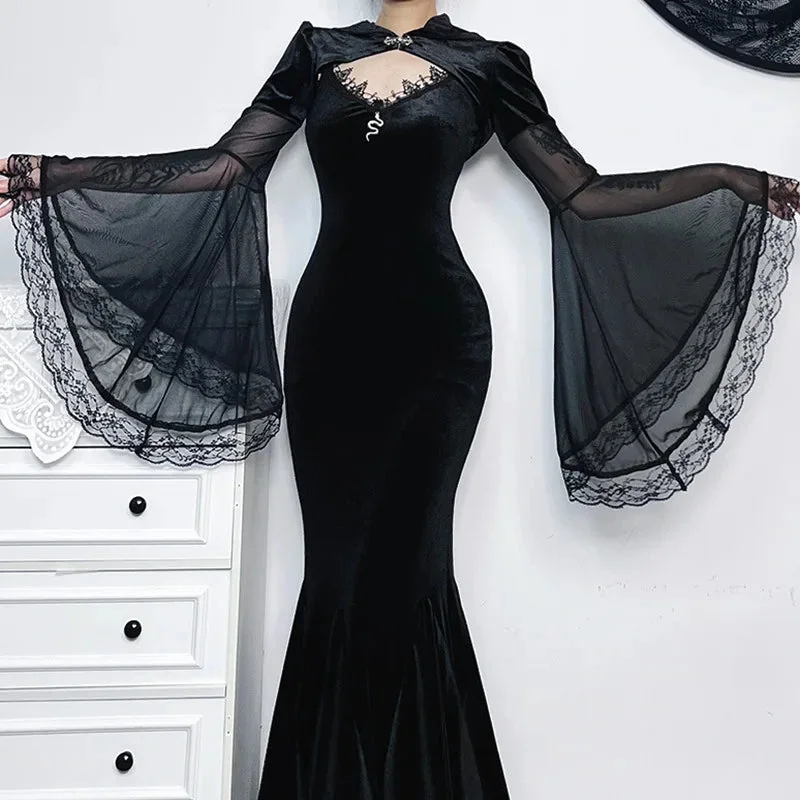 Chic Gothic Mesh Polyester Flare Top