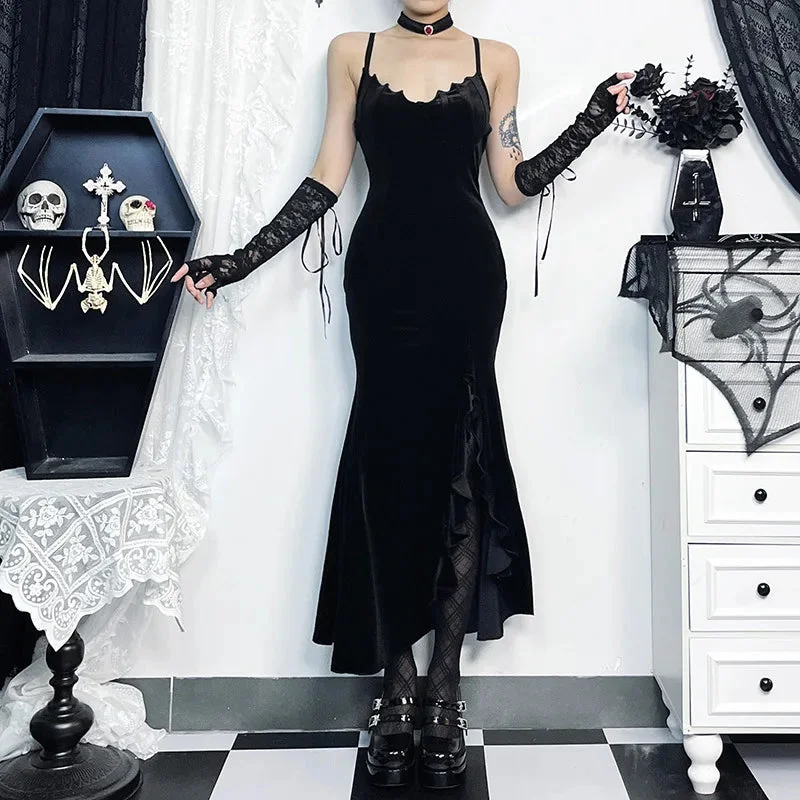 Elegant Black Gothic Dress for Women