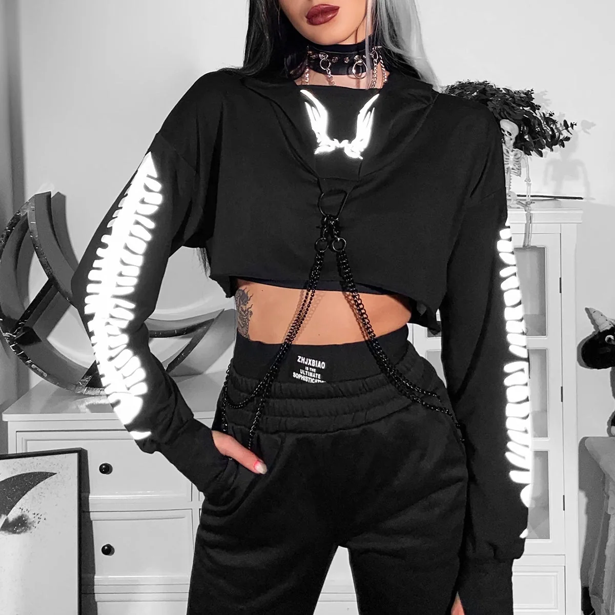 Black Premium Cotton Womens Crop Top