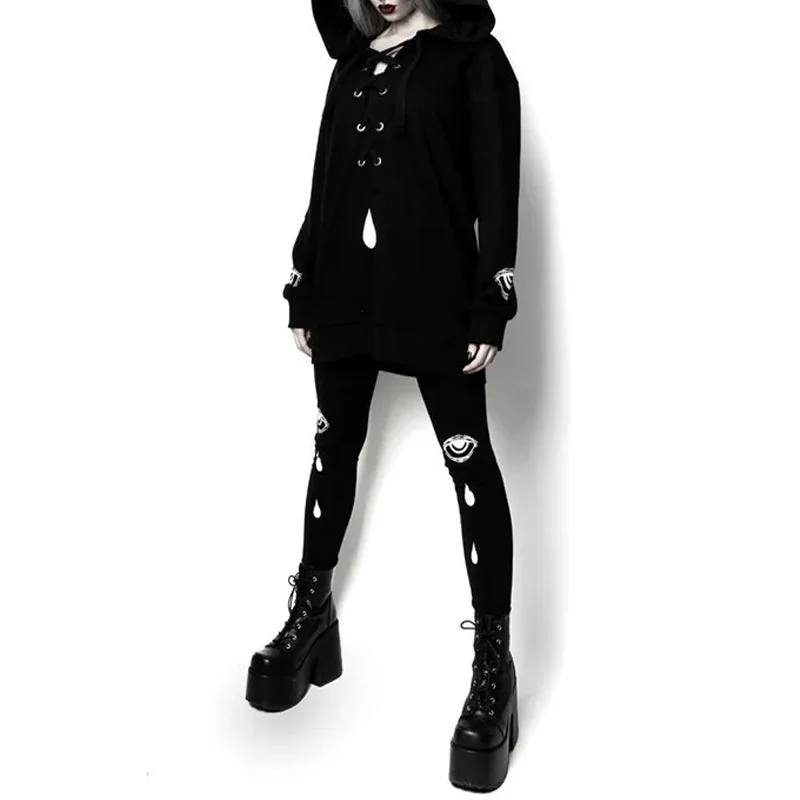 Black Gothic Hoodie Jumper for Women