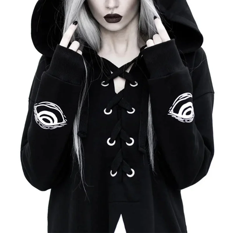 Black Gothic Hoodie Jumper for Women