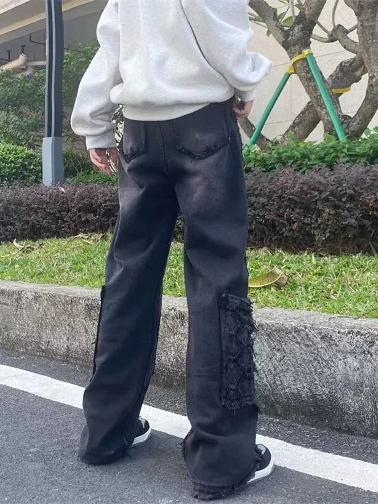 Mens Black Baggy Cotton Blend Pants