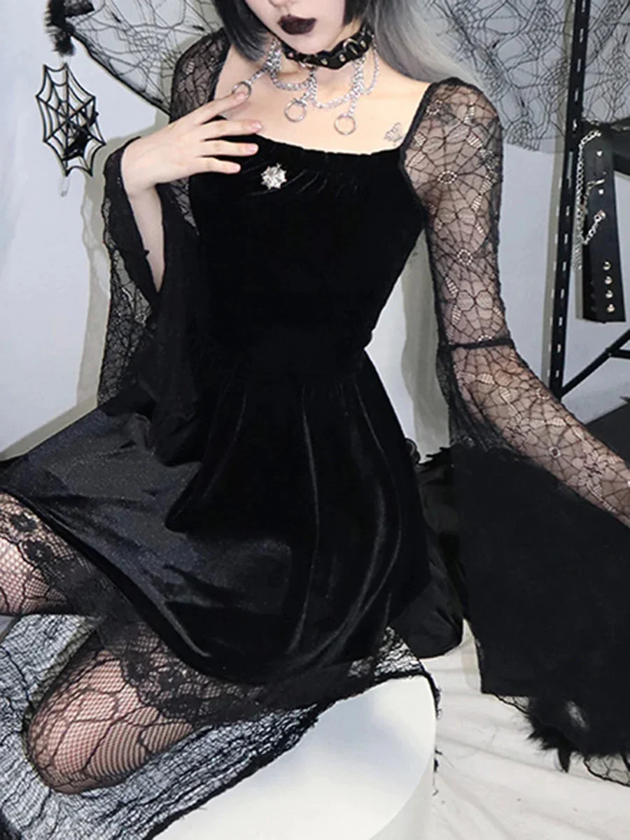 Elegant Black Velvet Dress - Premium Cotton & Polyester Blend