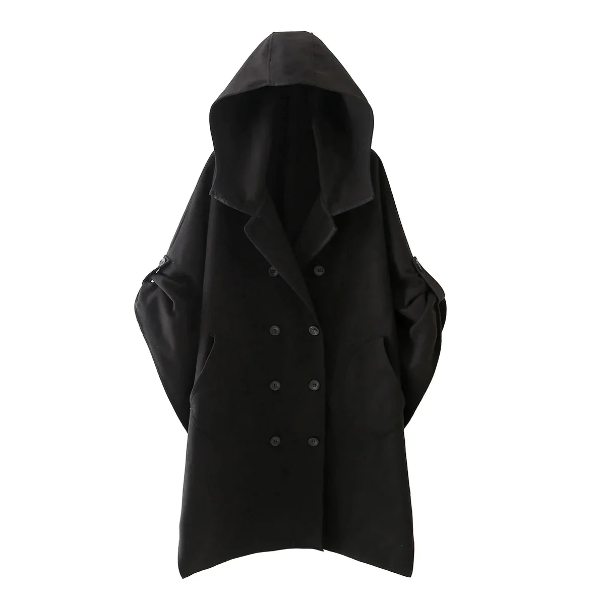 Gothic Style Womens Black Coat - Premium Cotton Blend