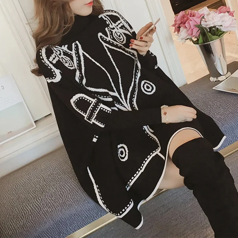 Black Loose Sweater Premium Cotton Blend