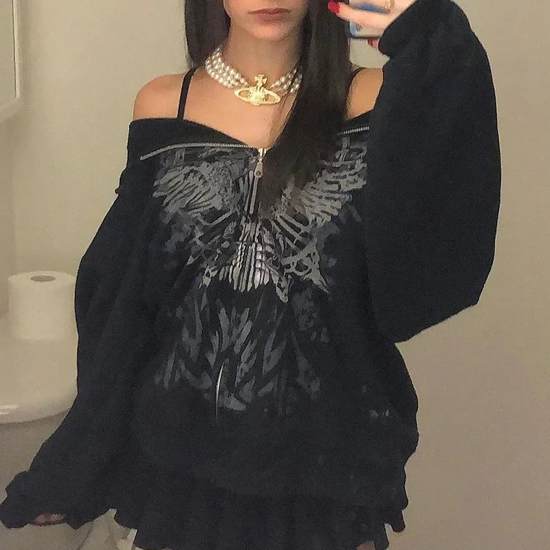 Gothic Style Black Womens Hoodie