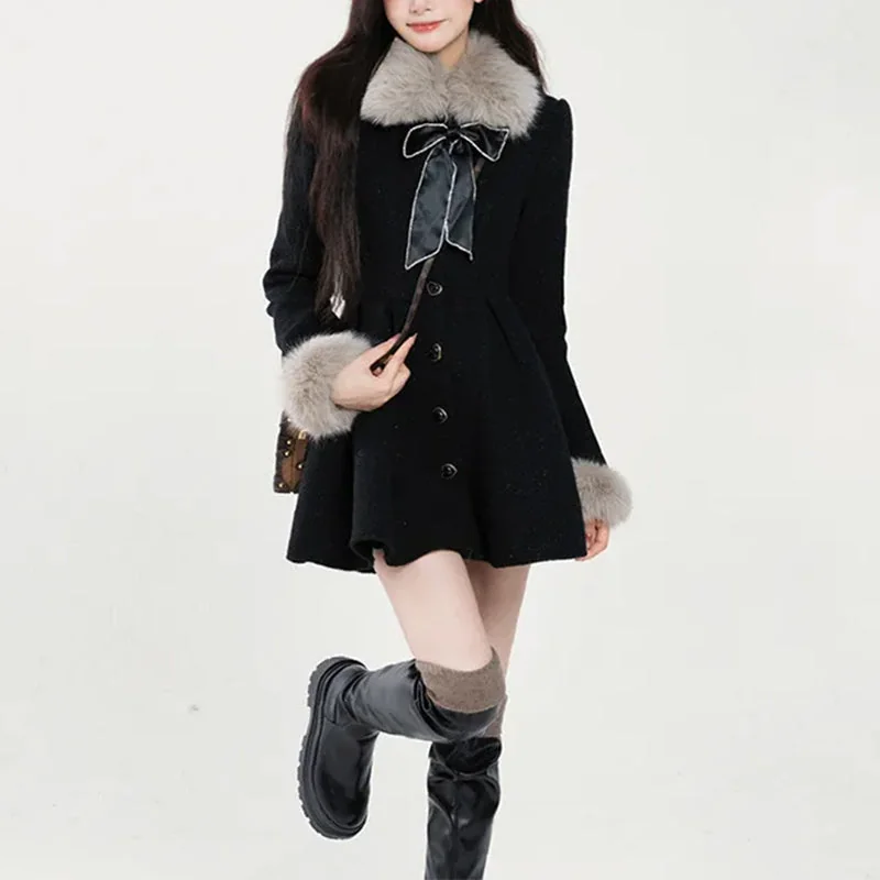 Chic Black Wool Coat for Women