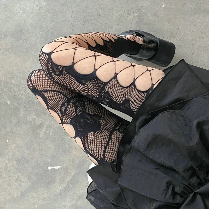 Black Gothic Mesh Womens Tights