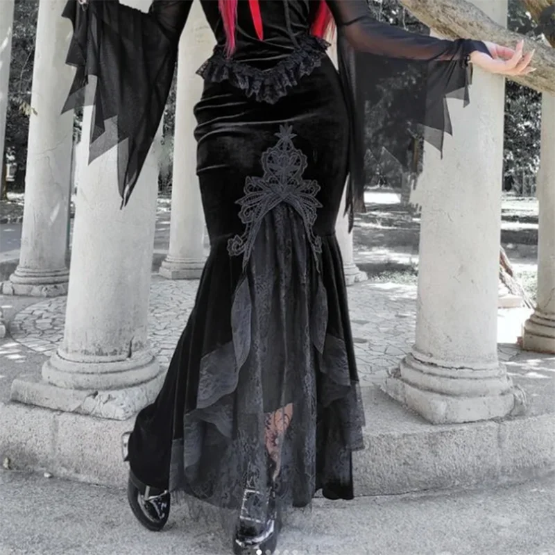 Black Gothic Velvet Skirt - Premium Quality Womens Apparel