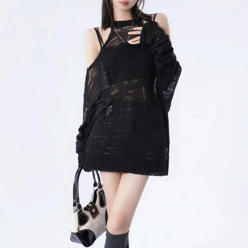 Gothic Womens Black Pullover Top Premium Cotton Polyester Blend