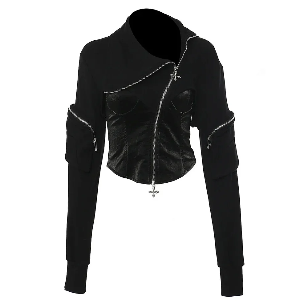 Fashionable Black Zipper Jacket for Women