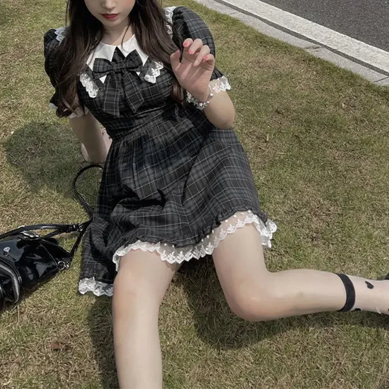 Elegant Black Lolita Dress - Premium Cotton/Polyester Blend