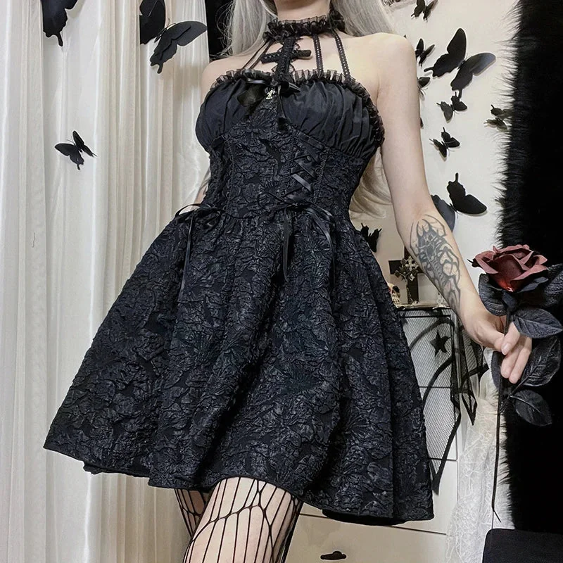 Black Gothic Style Womens Premium Dress