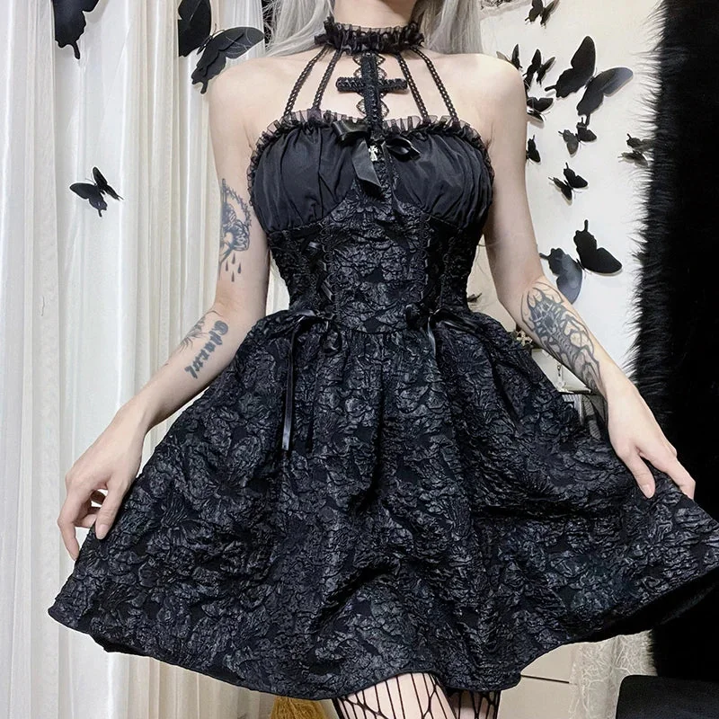 Black Gothic Style Womens Premium Dress