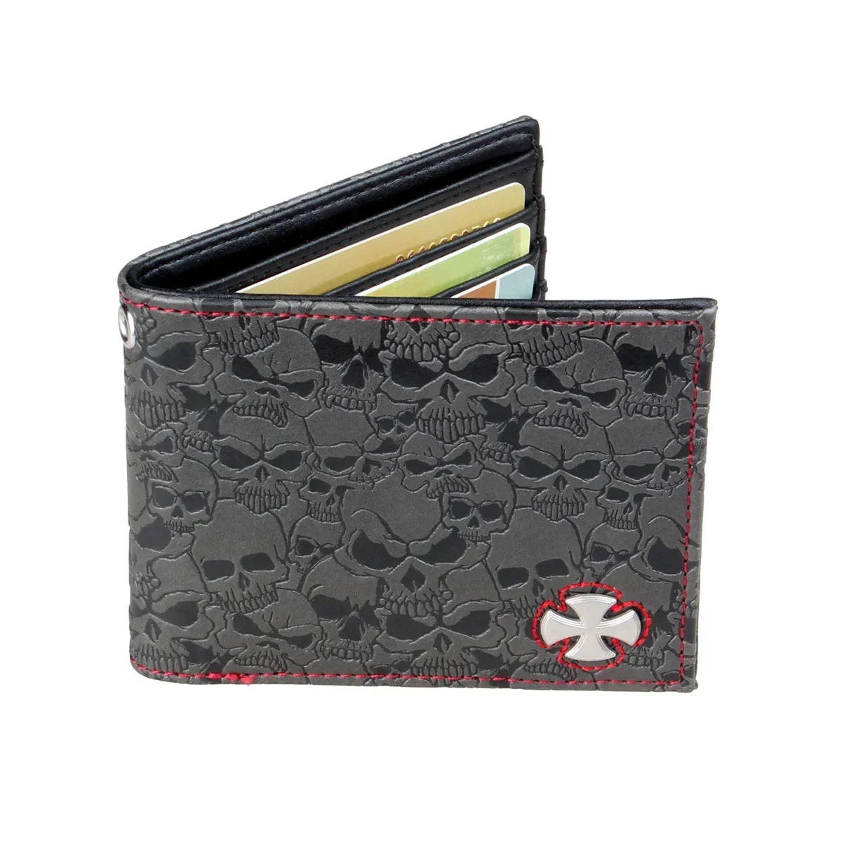 Black Skull Print Wallet for Men - Premium PU Leather
