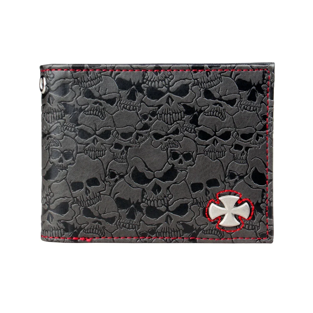 Black Skull Print Wallet for Men - Premium PU Leather