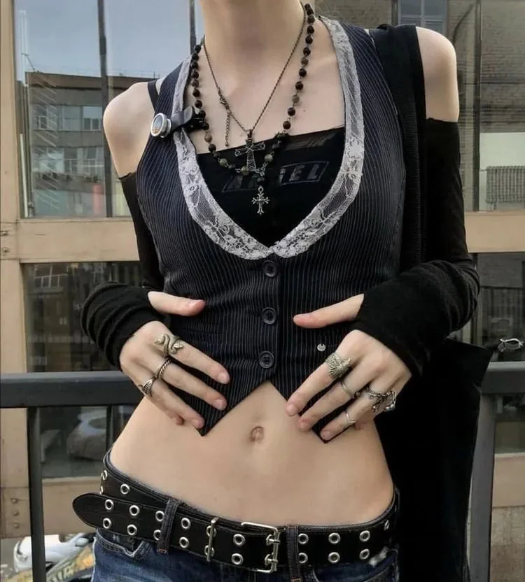 Fashionable Gothic Cotton Polyester Womens Vest
