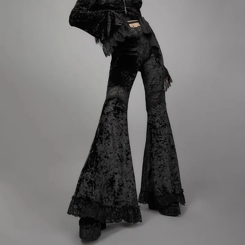 Black Gothic Flared Pants - Premium Cotton & Polyester Blend