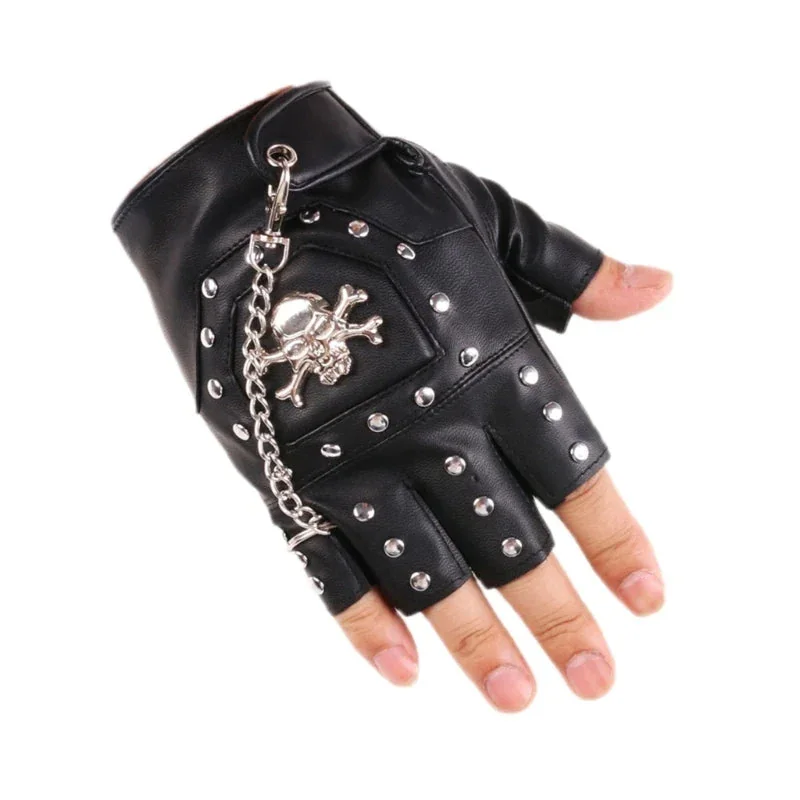 Stylish Black Fingerless Gloves for Men - Premium Faux Leather